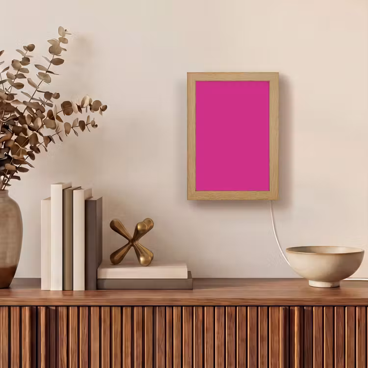 Velvet - Magenta - Roze Light Box met kabel (Wandlamp) klein 929 -sfeer2