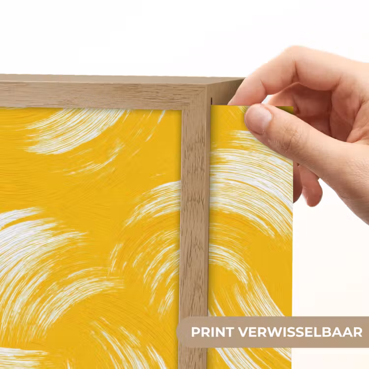 Verfstreken - Abstract - Dynamisch - Geel Light Box met batterij (Wandlamp) middel 907 -USP_websiteprintNL