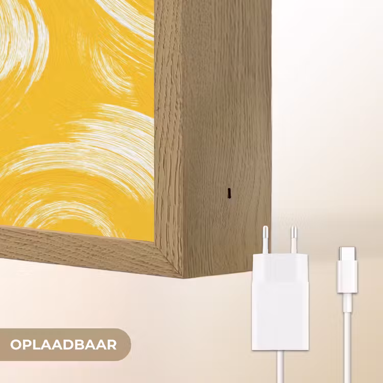Verfstreken - Abstract - Dynamisch - Geel Light Box met batterij (Wandlamp) middel 907 -USP_websiteoplaadbaarNL