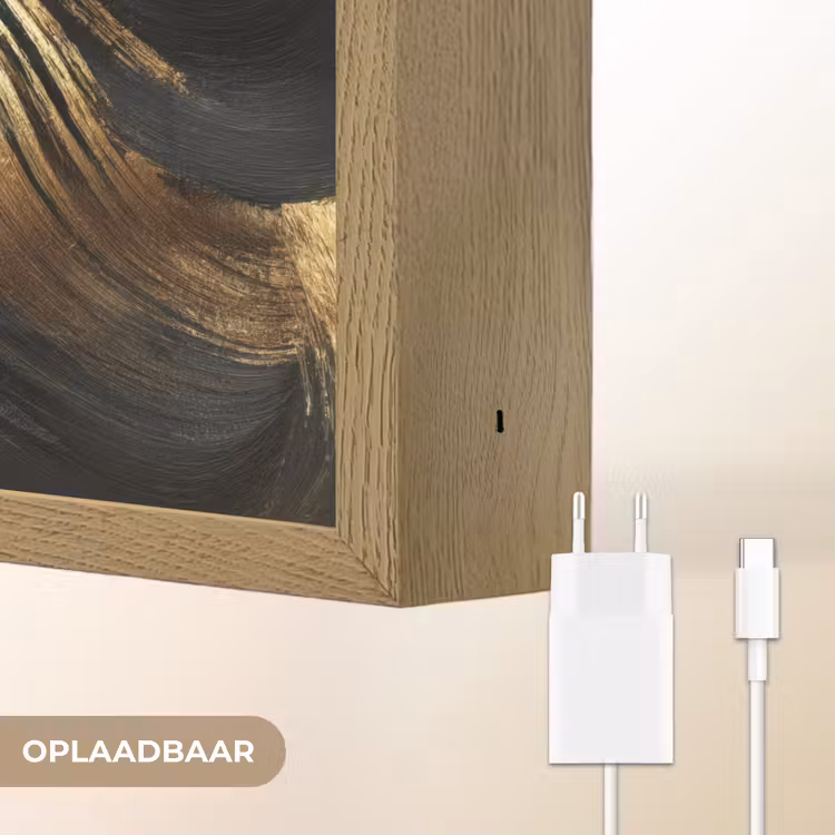 Verfstreken - Abstract - Goud - Zwart Light Box met batterij (Wandlamp) middel 907 -USP_websiteoplaadbaarNL