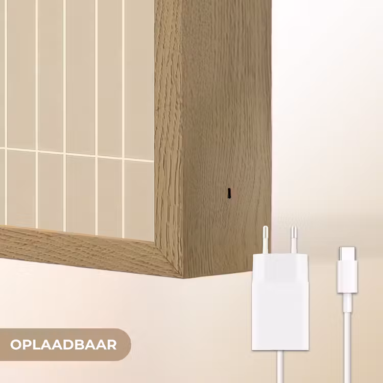 Verticaal - Wandtegel - Crème - Beige Light Box met batterij (Wandlamp) middel 907 -USP_websiteoplaadbaarNL