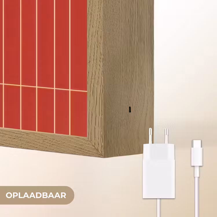 Verticaal - Wandtegel - Helderrood Light Box met batterij (Wandlamp) middel 907 -USP_websiteoplaadbaarNL