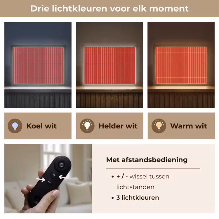 Verticaal - Wandtegel - Helderrood Light Box met batterij (Wandlamp) middel 907 -USP_lichtkleurNL