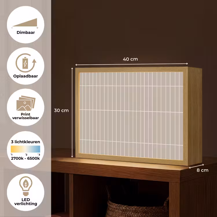 Verticaal - Wandtegel - Licht Beige Light Box met batterij (Wandlamp) middel 907 -USP_websiteoverzichtNL