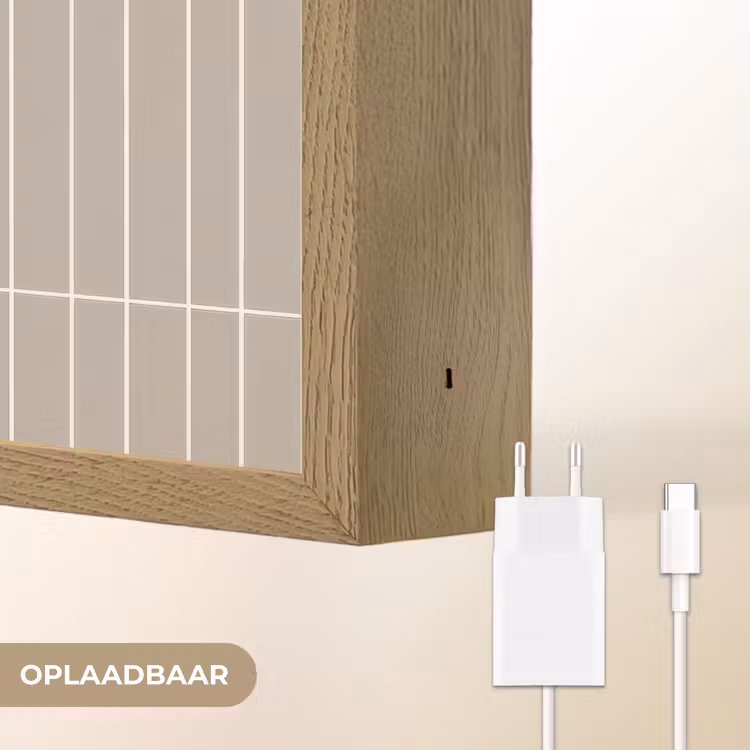Verticaal - Wandtegel - Licht Beige Light Box met batterij (Wandlamp) middel 907 -USP_websiteoplaadbaarNL