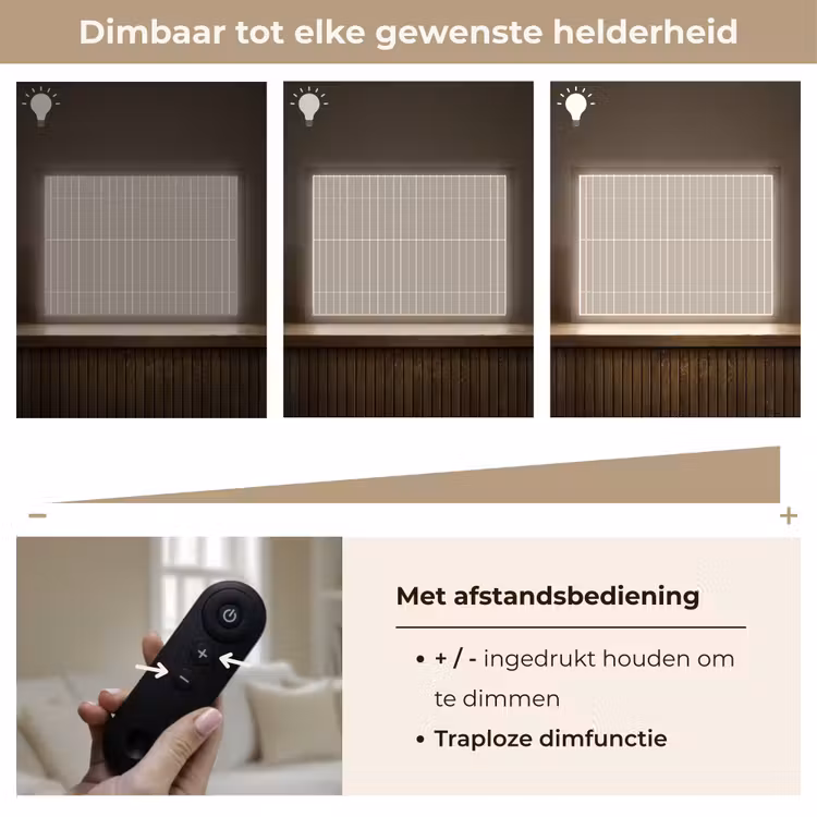 Verticaal - Wandtegel - Licht Beige Light Box met batterij (Wandlamp) middel 907 -USP_dimbaarNL