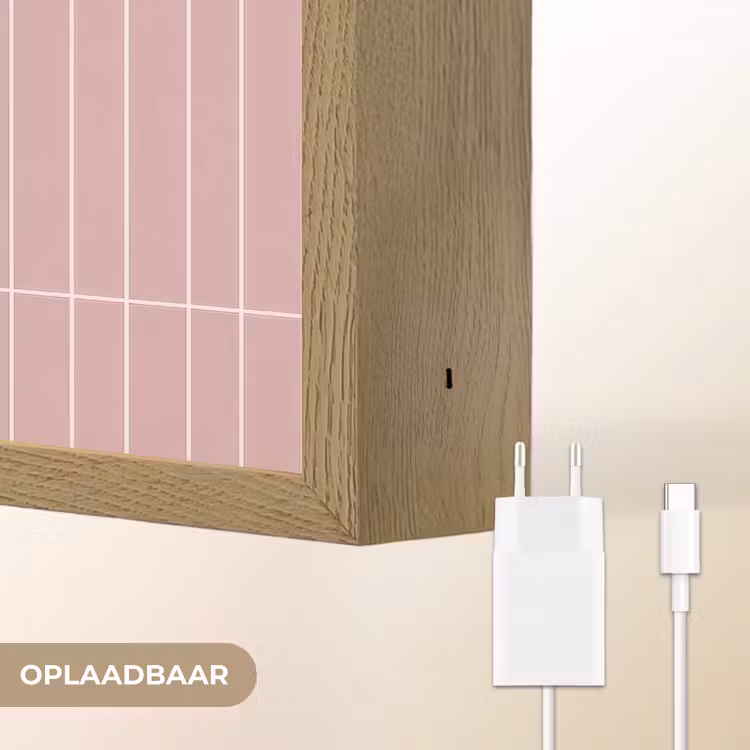 Verticaal - Wandtegel - Lichtroze Light Box met batterij (Wandlamp) middel 907 -USP_websiteoplaadbaarNL