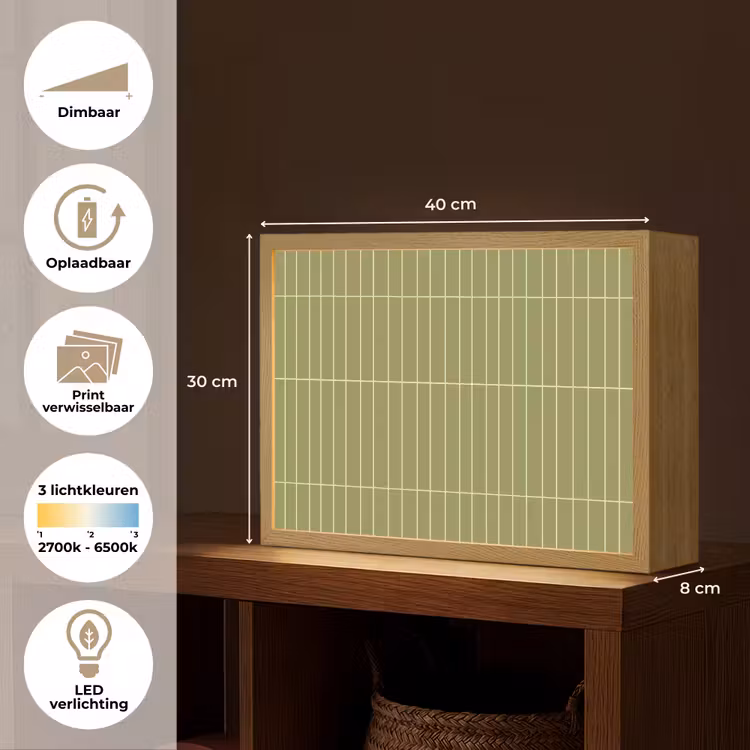 Verticaal - Wandtegel - Olijfgroen Light Box met batterij (Wandlamp) middel 907 -USP_websiteoverzichtNL