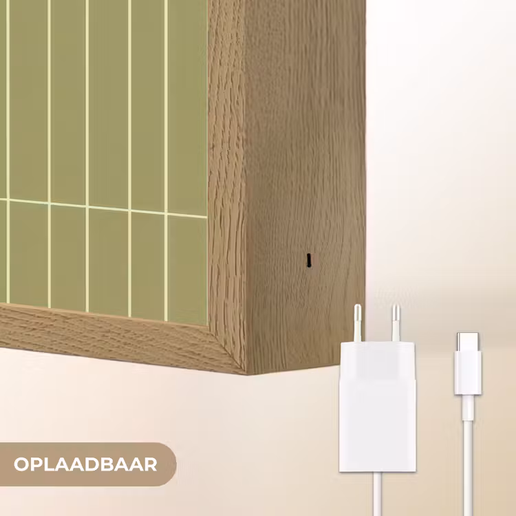 Verticaal - Wandtegel - Olijfgroen Light Box met batterij (Wandlamp) middel 907 -USP_websiteoplaadbaarNL