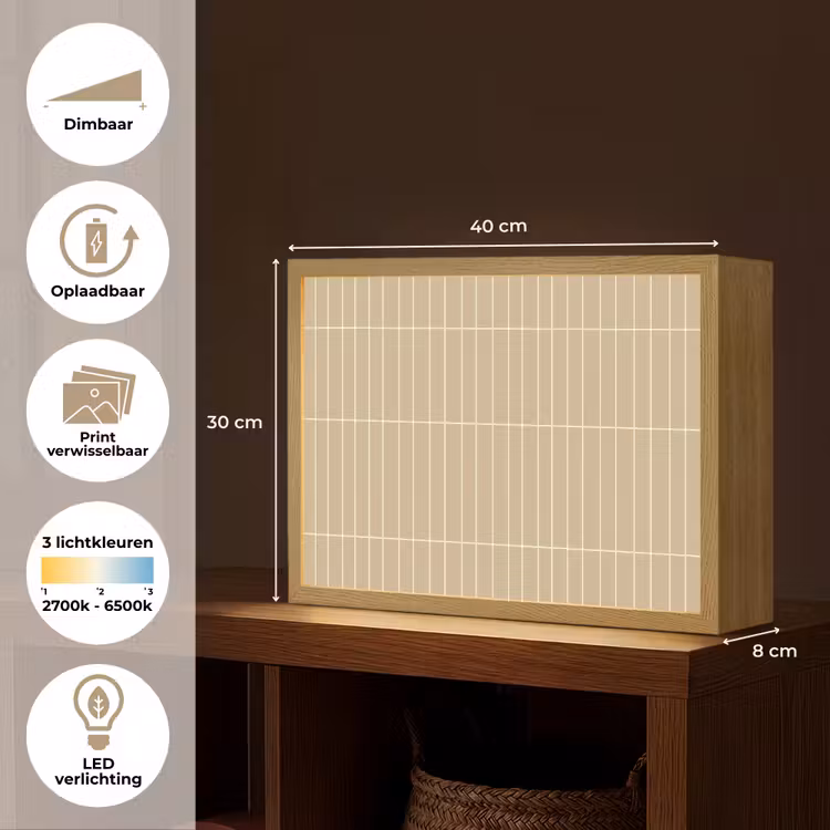 Verticaal - Wandtegel - Zand - Beige Light Box met batterij (Wandlamp) middel 907 -USP_websiteoverzichtNL