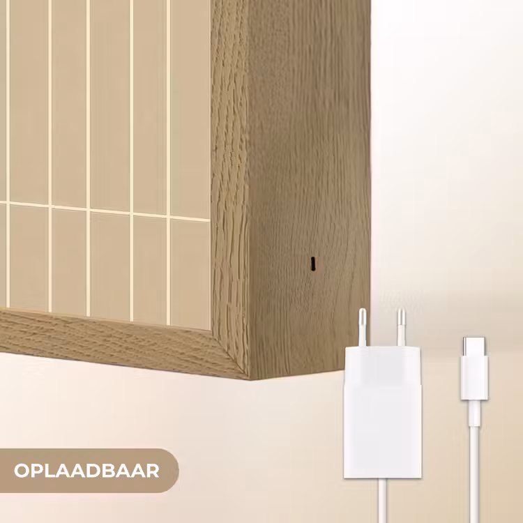Verticaal - Wandtegel - Zand - Beige Light Box met batterij (Wandlamp) middel 907 -USP_websiteoplaadbaarNL