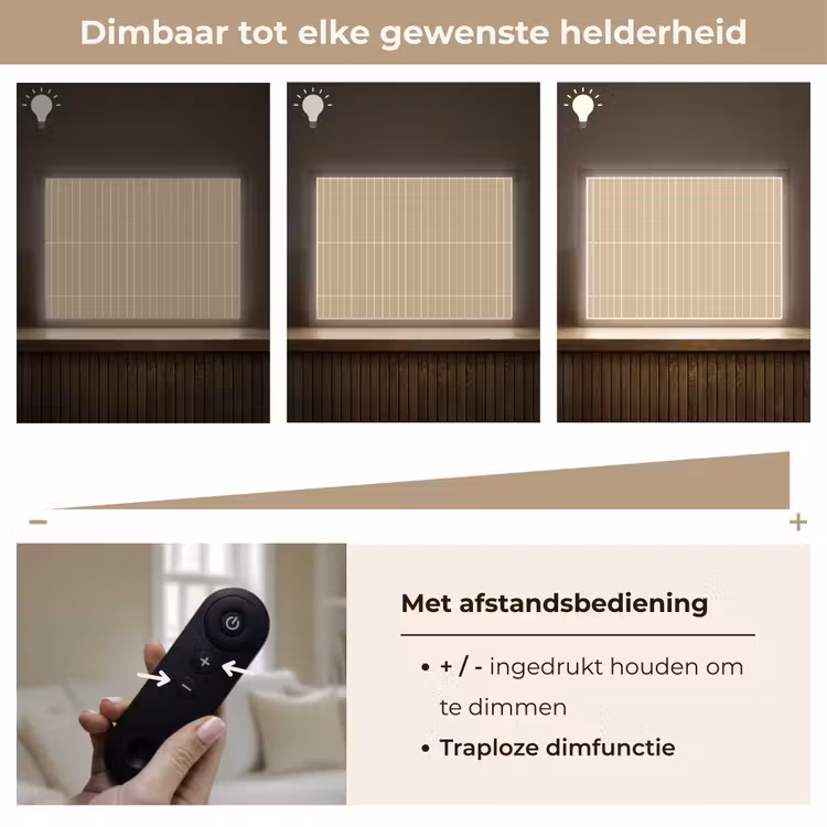 Verticaal - Wandtegel - Zand - Beige Light Box met batterij (Wandlamp) middel 907 -USP_dimbaarNL