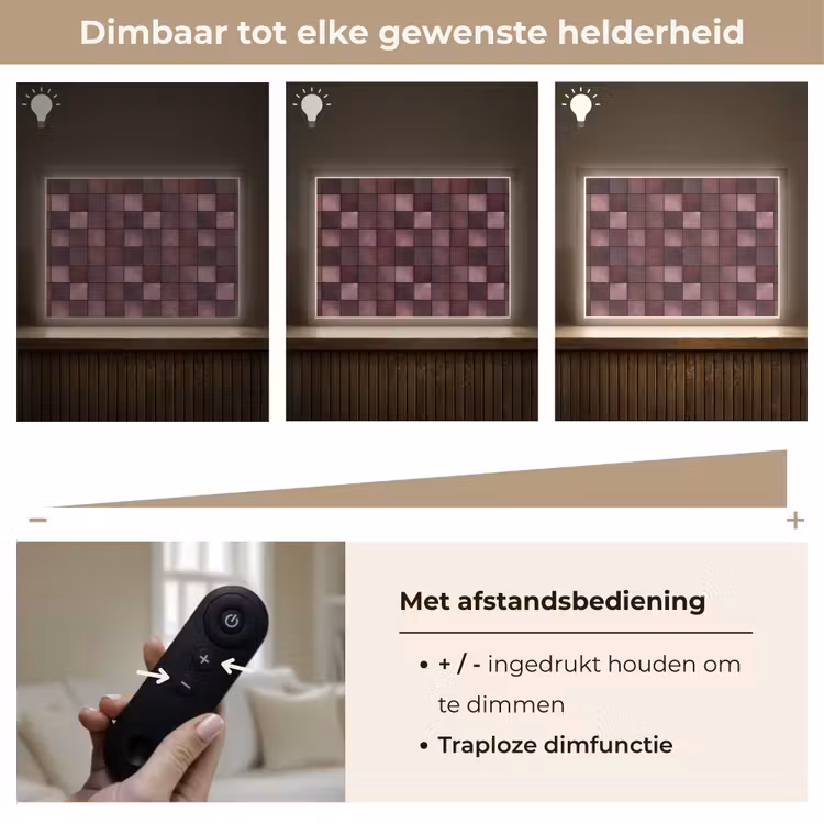 Vierkant - Tegel - Patroon - Paars Light Box met batterij (Wandlamp) middel 907 -USP_dimbaarNL