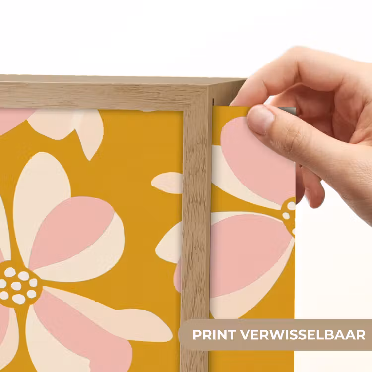 Vintage - Bloemen - Okergeel Light Box met batterij (Wandlamp) middel 907 -USP_websiteprintNL