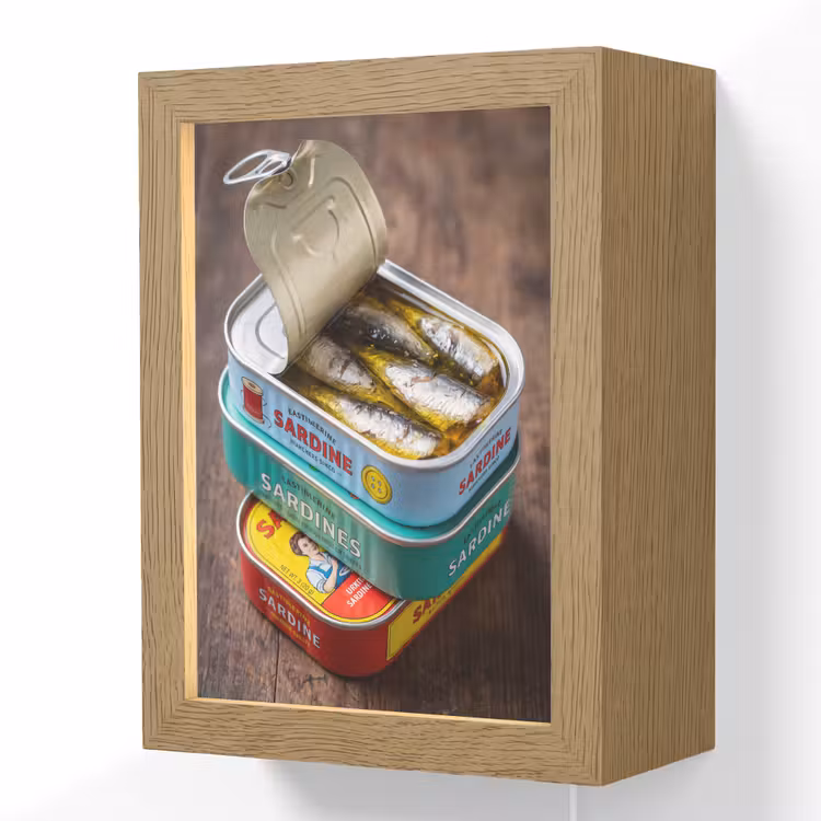 Lightbox - Wandlamp - Vis - Blikjes - Keuken - Vis - Blikjes - Keuken Light Box met kabel (Wandlamp) klein