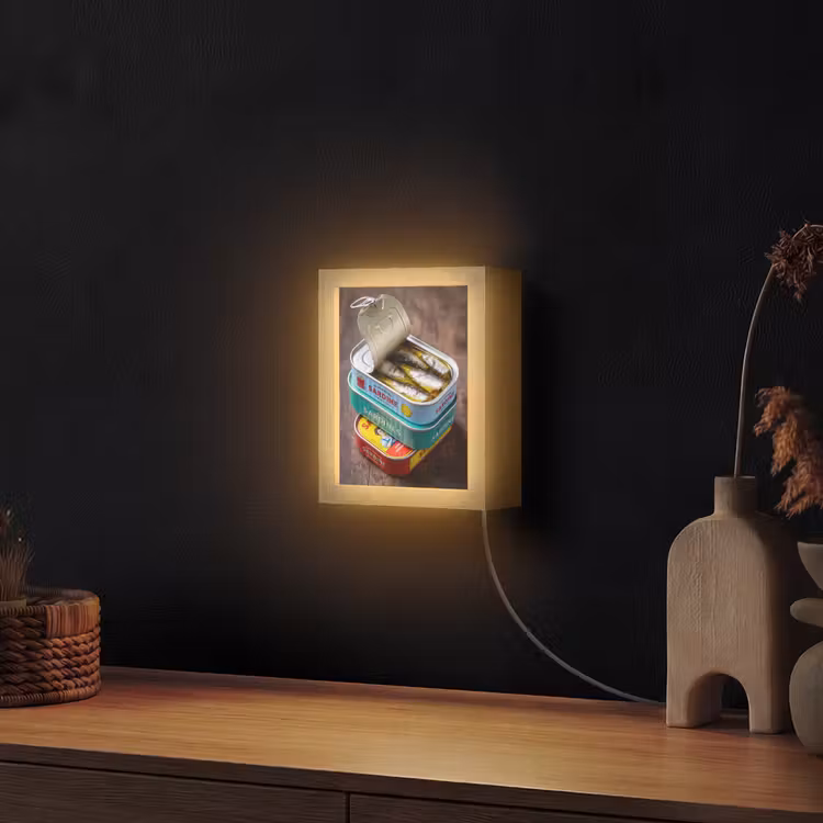 Lightbox - Wandlamp - Vis - Blikjes - Keuken - Vis - Blikjes - Keuken Light Box met kabel (Wandlamp) klein