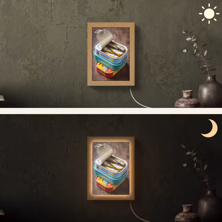 Lightbox - Wandlamp - Vis - Blikjes - Keuken - Vis - Blikjes - Keuken Light Box met kabel (Wandlamp) klein
