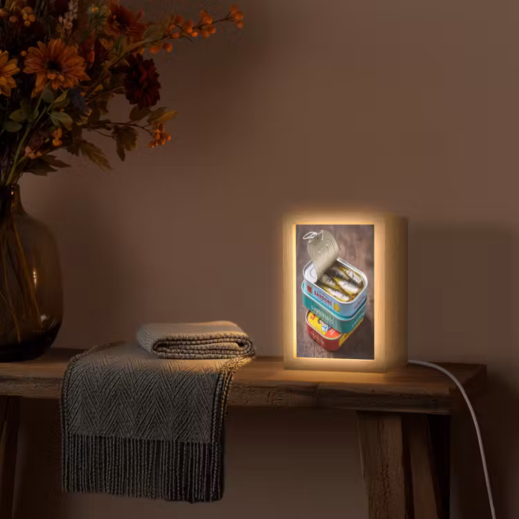 Lightbox - Wandlamp - Vis - Blikjes - Keuken - Vis - Blikjes - Keuken Light Box met kabel (Wandlamp) klein