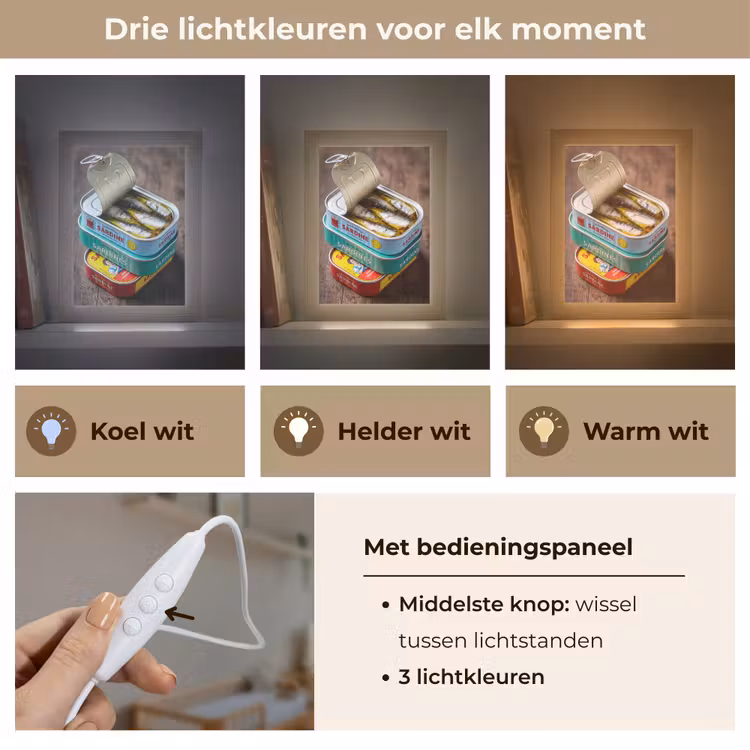 Lightbox - Wandlamp - Vis - Blikjes - Keuken - Vis - Blikjes - Keuken Light Box met kabel (Wandlamp) klein