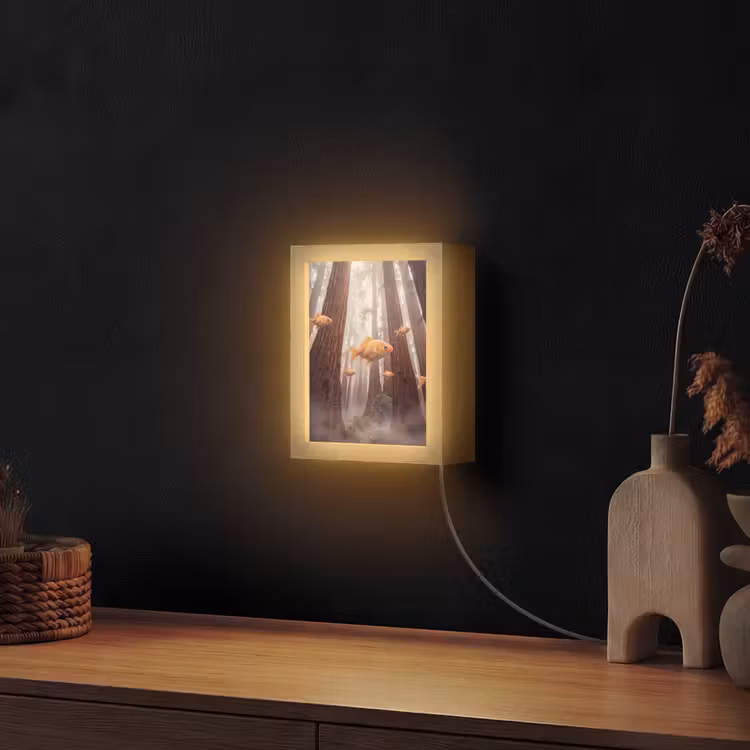 Lightbox - Wandlamp - Vis - Bos - Fantasie - Vis - Bos - Fantasie Light Box met kabel (Wandlamp) klein