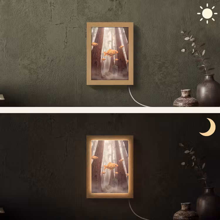 Lightbox - Wandlamp - Vis - Bos - Fantasie - Vis - Bos - Fantasie Light Box met kabel (Wandlamp) klein