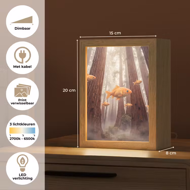 Lightbox - Wandlamp - Vis - Bos - Fantasie - Vis - Bos - Fantasie Light Box met kabel (Wandlamp) klein