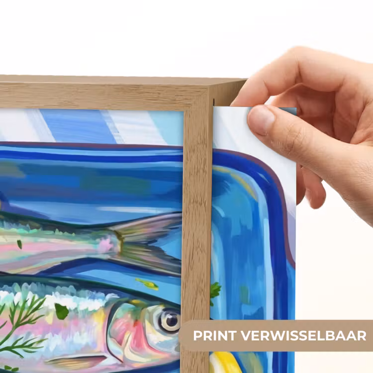 Vis - Citroen - Kruiden - Eten - Blauw Light Box met batterij (Wandlamp) middel -USP_websiteprintNL