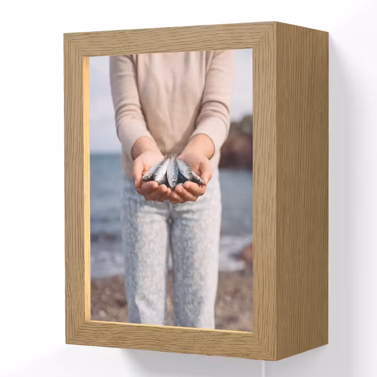 Lightbox - Wandlamp - Vis - Handen - Natuur - Vis - Handen - Natuur Light Box met kabel (Wandlamp) klein