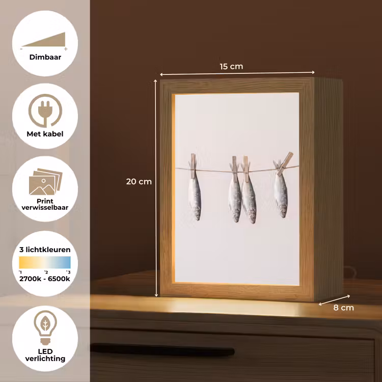 Lightbox - Wandlamp - Vis - Hangend - Eten - Vis - Hangend - Eten Light Box met kabel (Wandlamp) klein