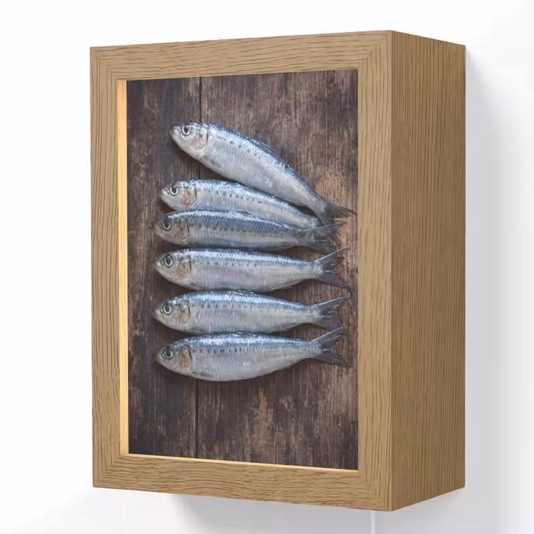 Lightbox - Wandlamp - Vis - Hout - Eten - Vis - Hout - Eten Light Box met kabel (Wandlamp) klein