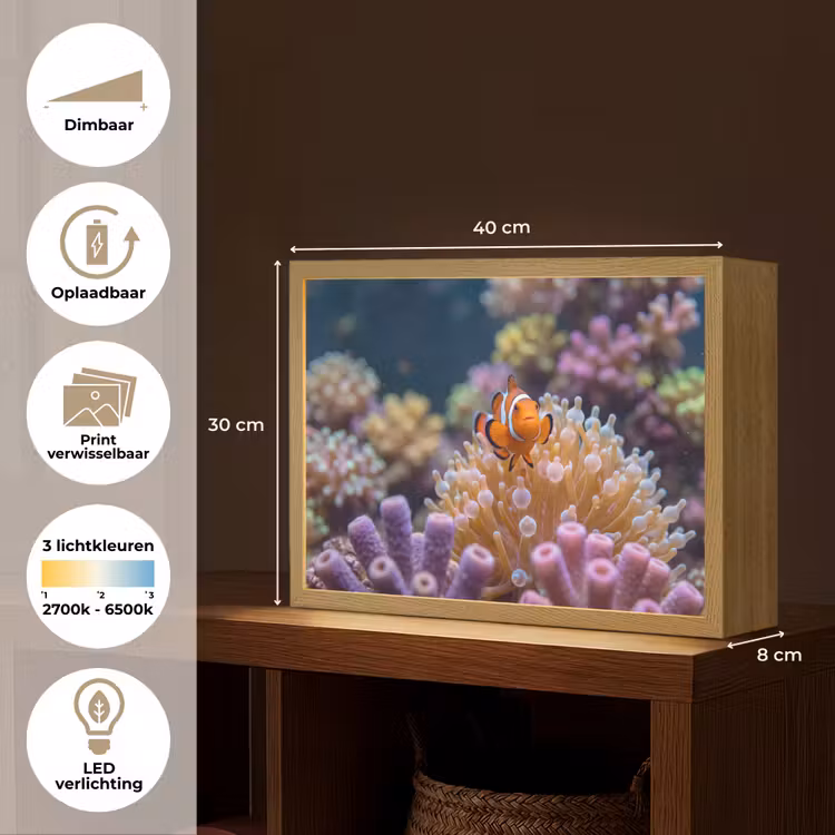 Vis - Koraal - Onderwater - Oranje - Dieren Light Box met batterij (Wandlamp) middel -USP_websiteoverzichtNL
