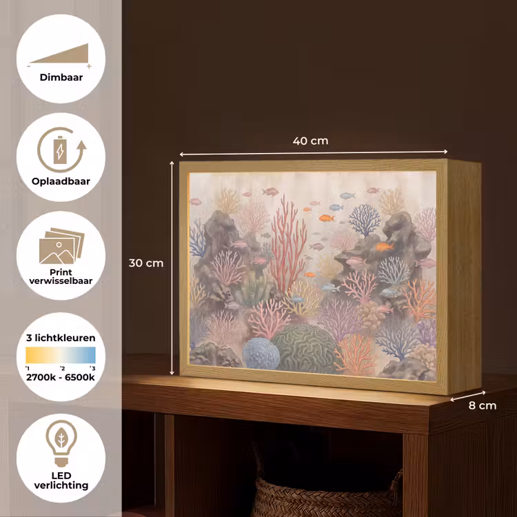 Vis - Koraalrif - Onderwaterwereld - Illustratie Light Box met batterij (Wandlamp) middel -USP_websiteoverzichtNL