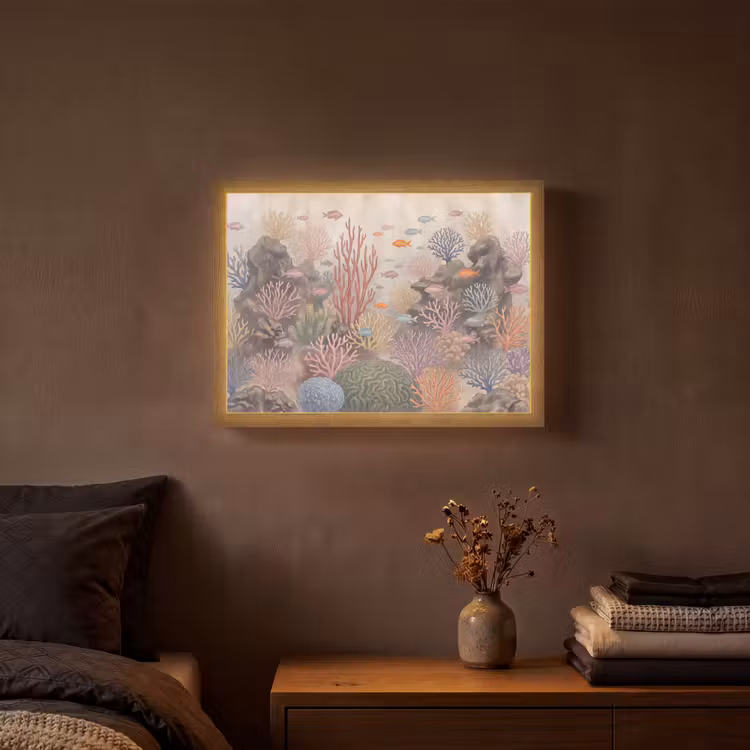 Vis - Koraalrif - Onderwaterwereld - Illustratie Light Box met batterij (Wandlamp) middel -sfeer4