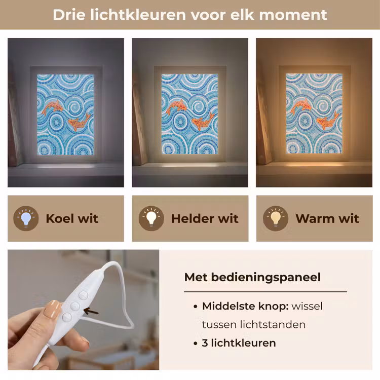 Vis - Mozaïek - Water - Decoratief - Blauw Light Box met kabel (Wandlamp) klein -USP_lichtkleurNL