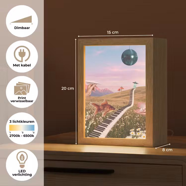 Lightbox - Wandlamp - Vis - Natuur - Abstract - Vis - Natuur - Abstract Light Box met kabel (Wandlamp) klein