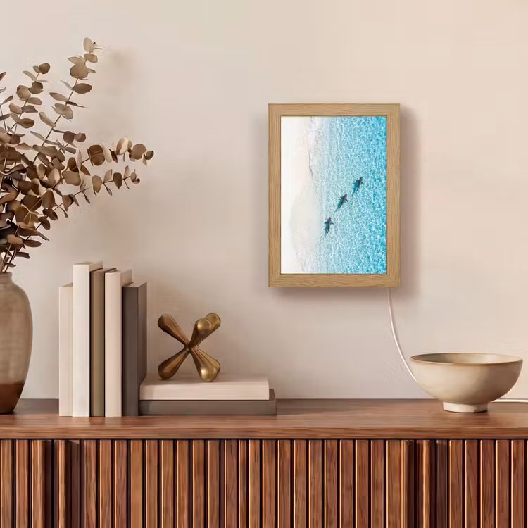 Vis - Oceaan - Strand - Turquoise - Natuur Light Box met kabel (Wandlamp) klein -sfeer2