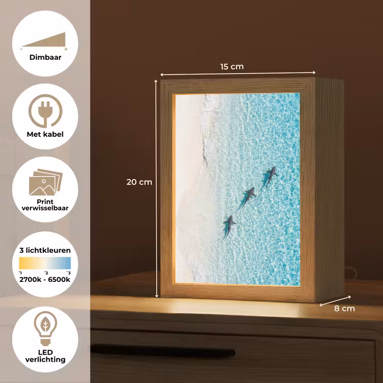 Vis - Oceaan - Strand - Turquoise - Natuur Light Box met kabel (Wandlamp) klein -USP_websiteoverzichtNL