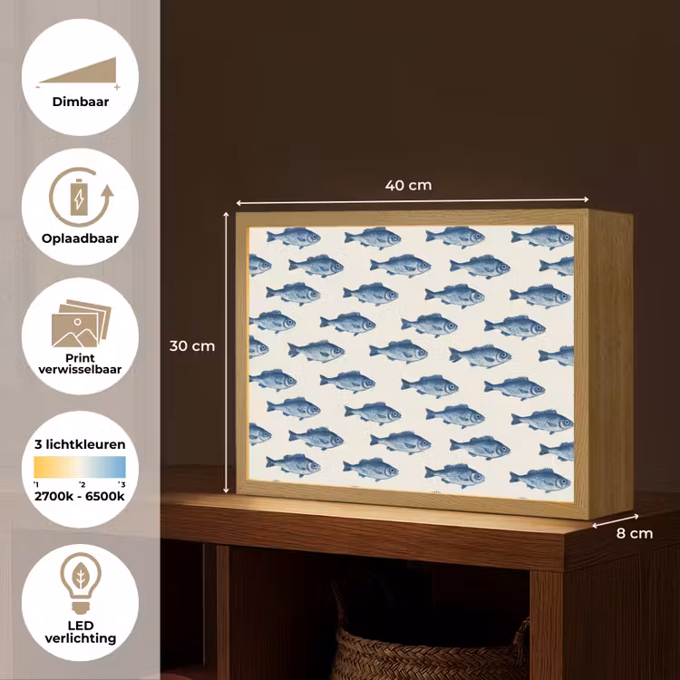 Vis - Patroon - Blauw Light Box met batterij (Wandlamp) middel 907 -USP_websiteoverzichtNL
