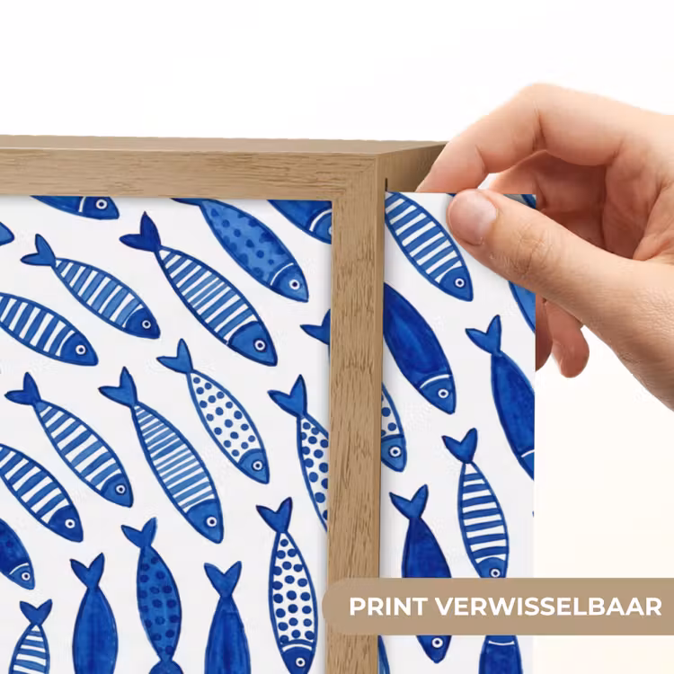 Vis - Patroon - Onderwater - Abstract - Blauw Light Box met batterij (Wandlamp) middel -USP_websiteprintNL