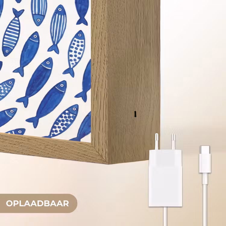 Vis - Patroon - Onderwater - Abstract - Blauw Light Box met batterij (Wandlamp) middel -USP_websiteoplaadbaarNL