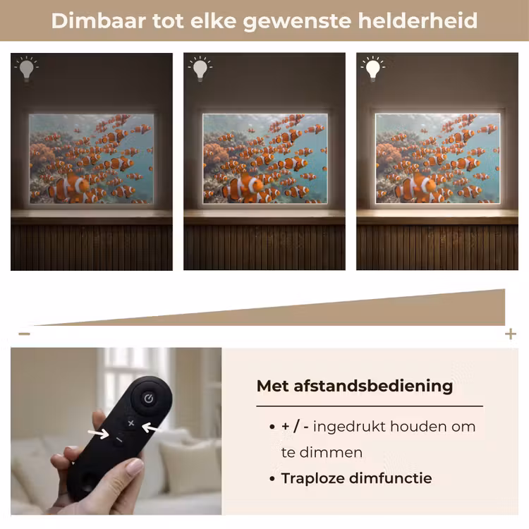 Vis - School - Onderwater - Dieren - Oranje Light Box met batterij (Wandlamp) middel -USP_dimbaarNL
