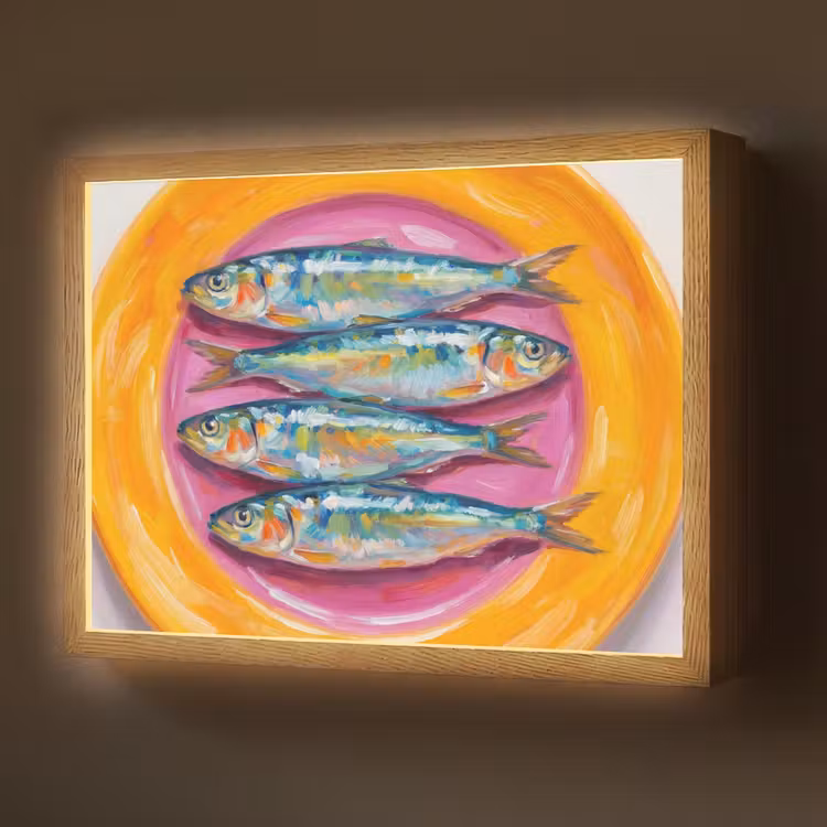 Vis - Vier - Eten - Modern - Kleurrijk Light Box met batterij (Wandlamp) middel -z3d_website