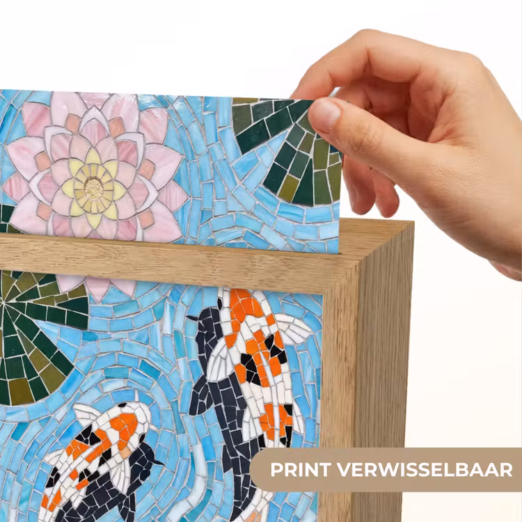 Vis - Water - Natuur - Mozaïek - Blauw Light Box met kabel (Wandlamp) klein -USP_websiteprintNL