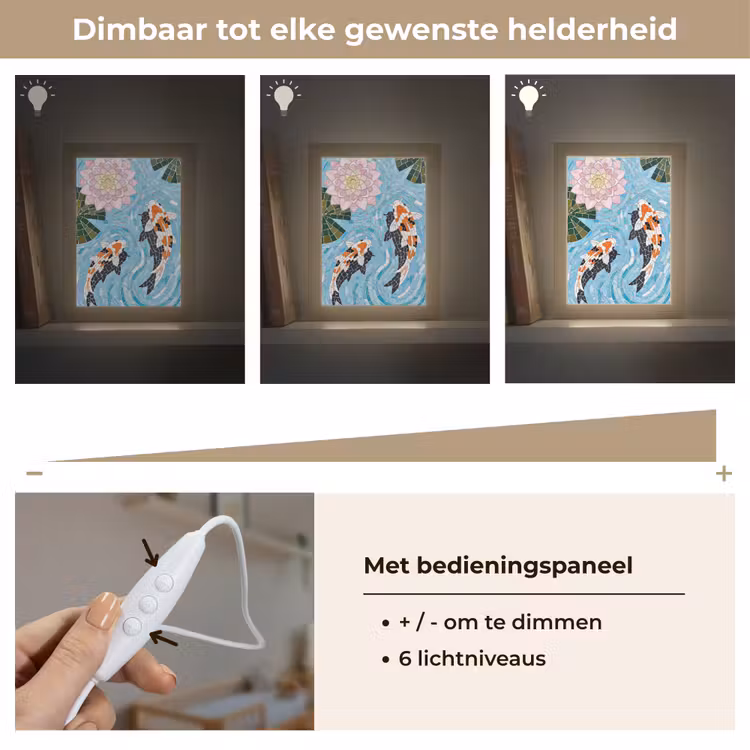 Vis - Water - Natuur - Mozaïek - Blauw Light Box met kabel (Wandlamp) klein -USP_dimbaarNL