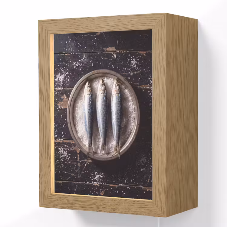 Lightbox - Wandlamp - Vis - Zout - Eten - Vis - Zout - Eten Light Box met kabel (Wandlamp) klein