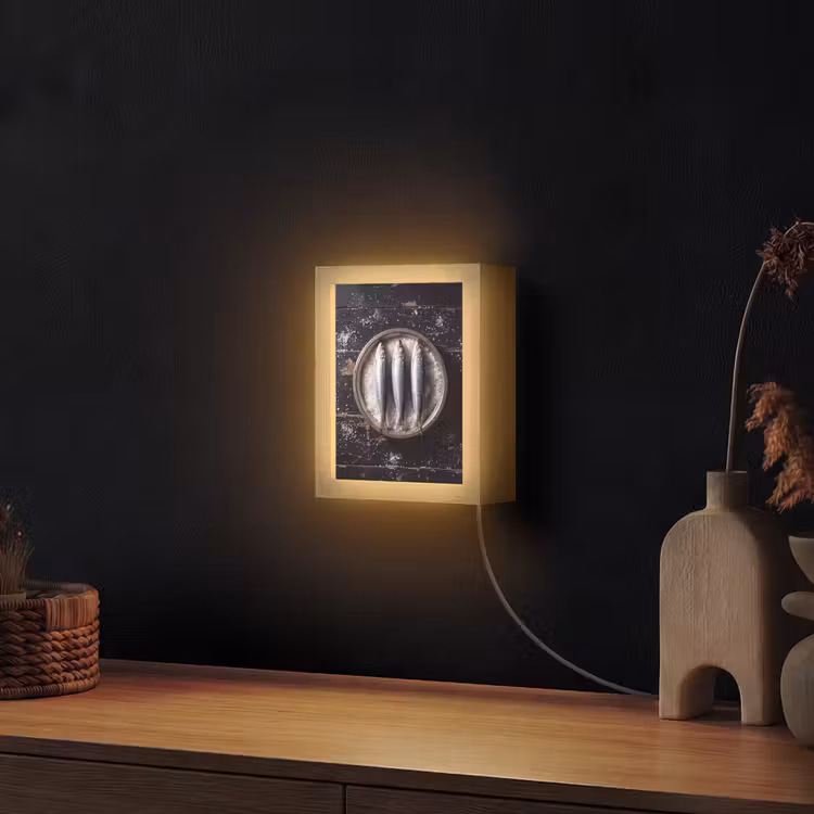 Lightbox - Wandlamp - Vis - Zout - Eten - Vis - Zout - Eten Light Box met kabel (Wandlamp) klein