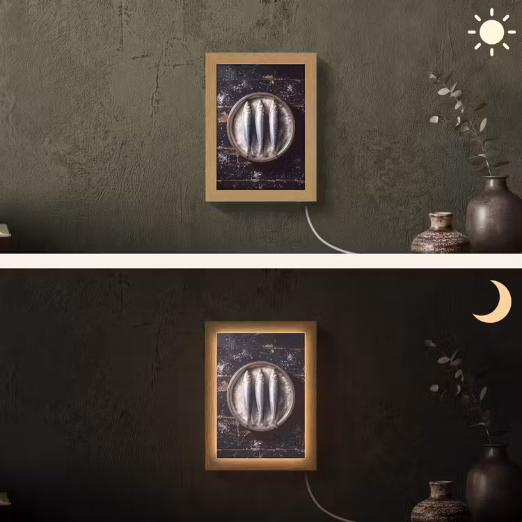 Lightbox - Wandlamp - Vis - Zout - Eten - Vis - Zout - Eten Light Box met kabel (Wandlamp) klein