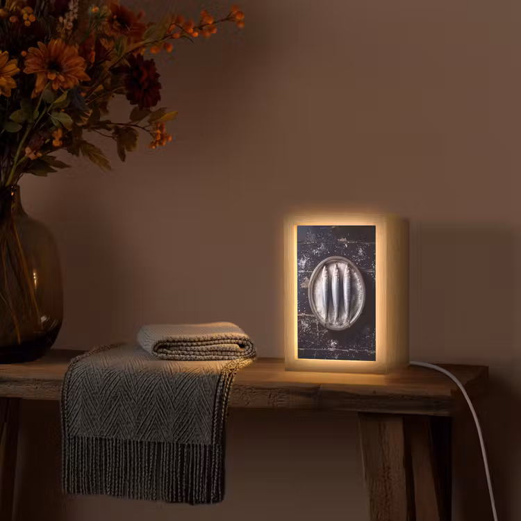 Lightbox - Wandlamp - Vis - Zout - Eten - Vis - Zout - Eten Light Box met kabel (Wandlamp) klein