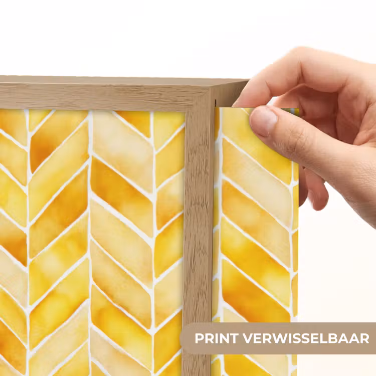 Visgraat - Aquarel - Patronen - Goudgeel Light Box met batterij (Wandlamp) middel 907 -USP_websiteprintNL