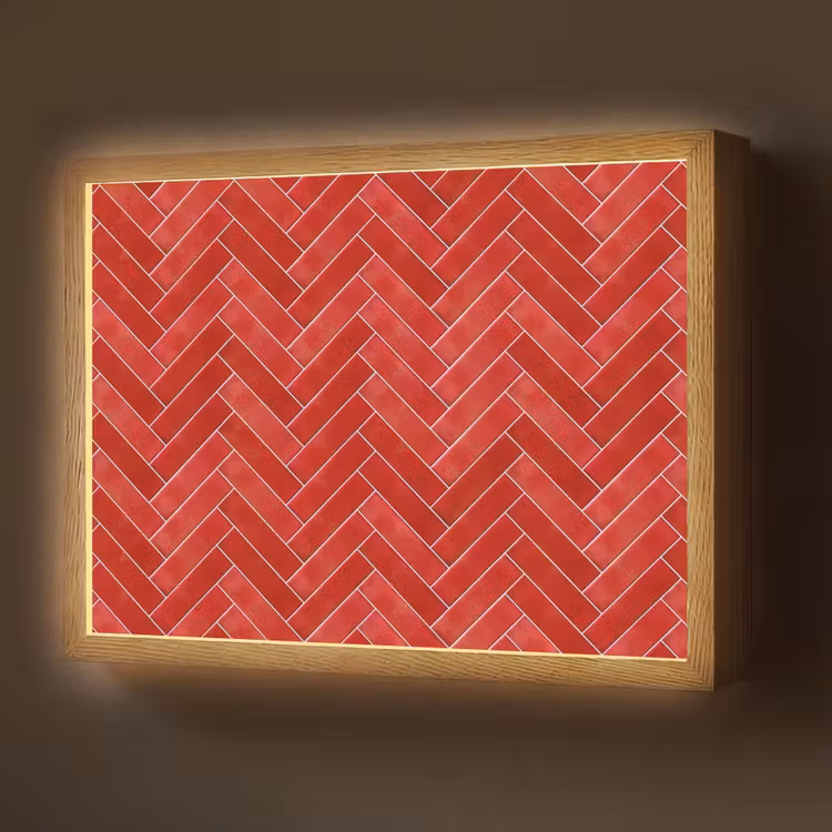 Visgraat - Tegel - Rood Light Box met batterij (Wandlamp) middel 907 -z3d_website